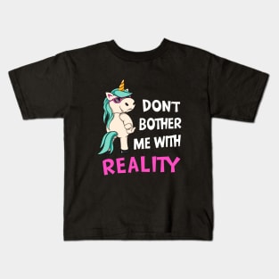 Anti Reality Funny Sarcastic Unicorn Kids T-Shirt